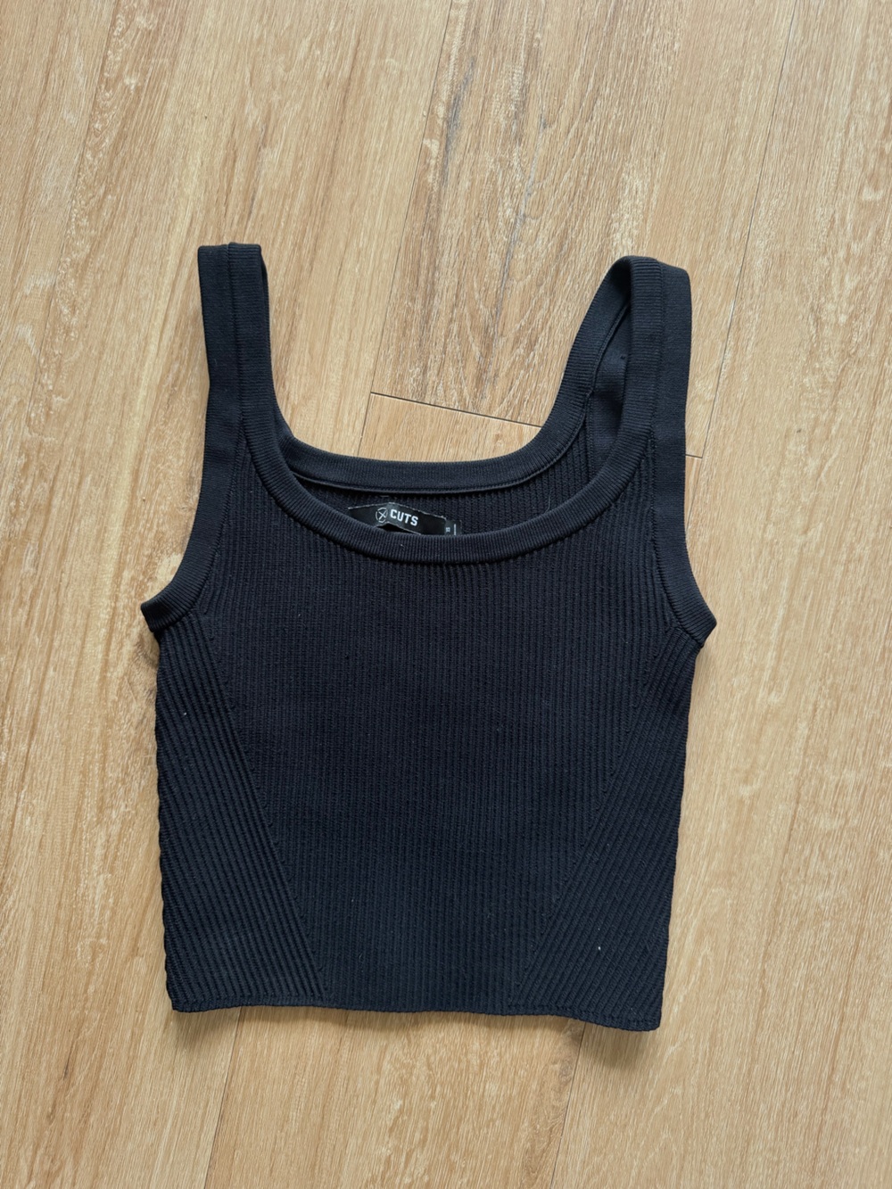 Cuts Clothing Black Ribbed Scoop Neck Tank